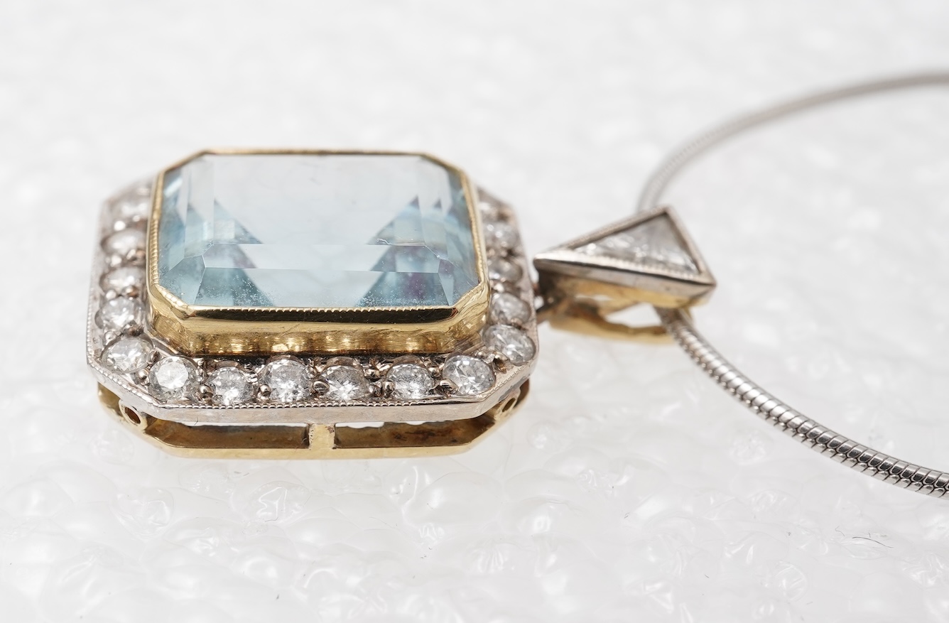 An aquamarine and diamond pendant
